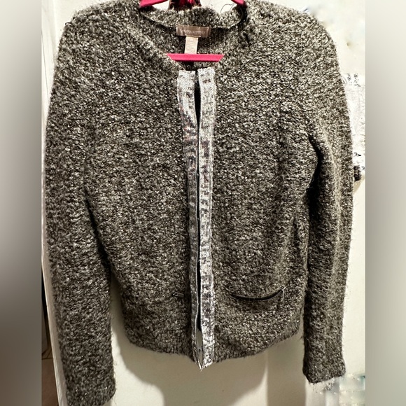 Banana Republic Cardigan M Fine Merino Wool Hook Closure Sequins - Picture 1 of 10